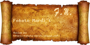 Fekete Marót névjegykártya